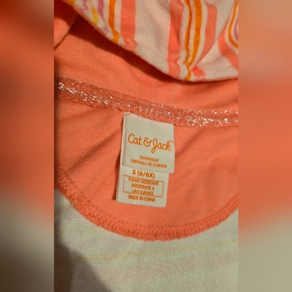 NWOT Girl's Cat &‎ Jack Retro Striped Hooded Zip Up Pajamas. Size 6/6X Small - Picture 8 of 8